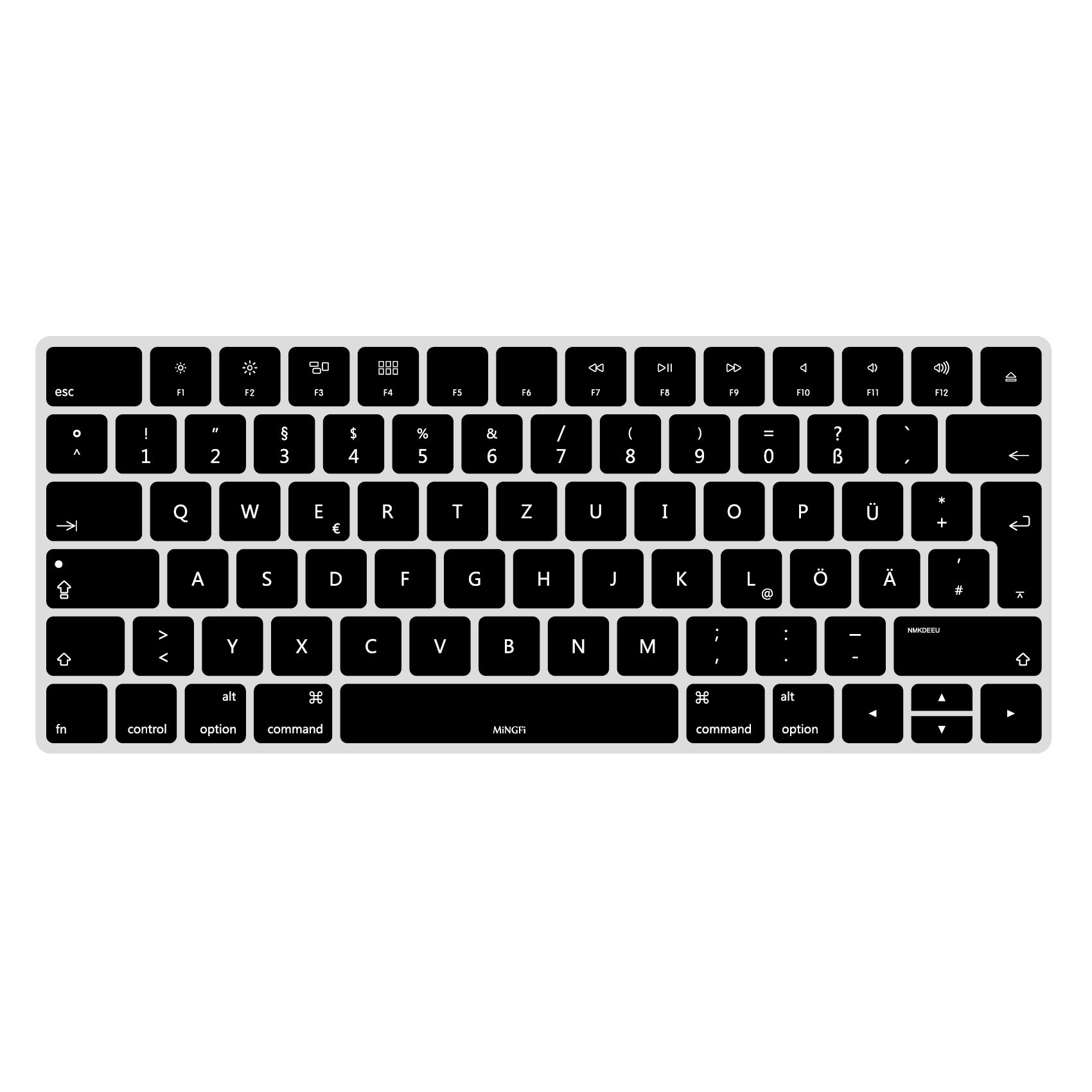 MiNGFi Silicone German QWERTZ Keyboard Cover for Apple Magic Keyboard A1644 (2015-2016) EU/ISO Layout - Black