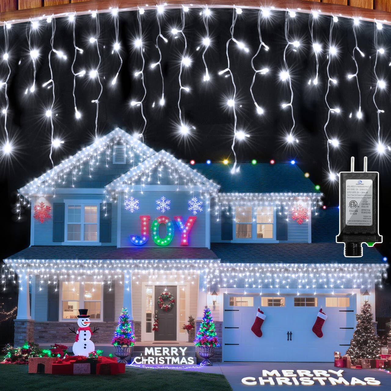 Photo 1 of 1332 LED Christmas Lights with 296 Drops,132ft 12 Modes Hanging ice String Lights with Timer & Dimmable & Waterproof, Plug-in Fairy Lights for Tree Holiday Wedding Party Christmas Decor Cool White