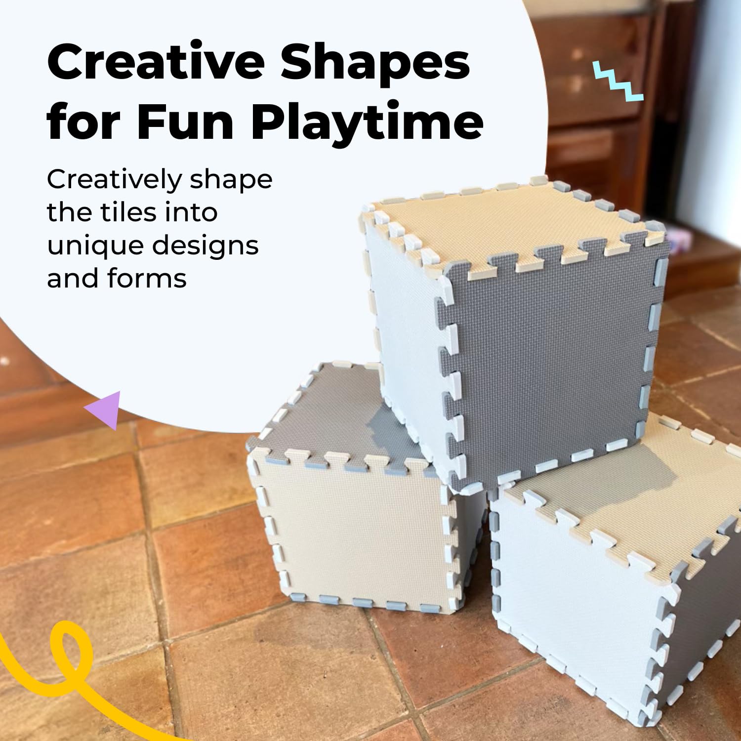 MioTetto Baby Play Mat, Soft Foam Floor Tiles for Kids. Adjustable Interlocking Foam Tiles, Fits with 50x50 Playpen Baby mat for Crawling & Development, Safe & Non-Toxic Playmat for Babies 6-12 Months