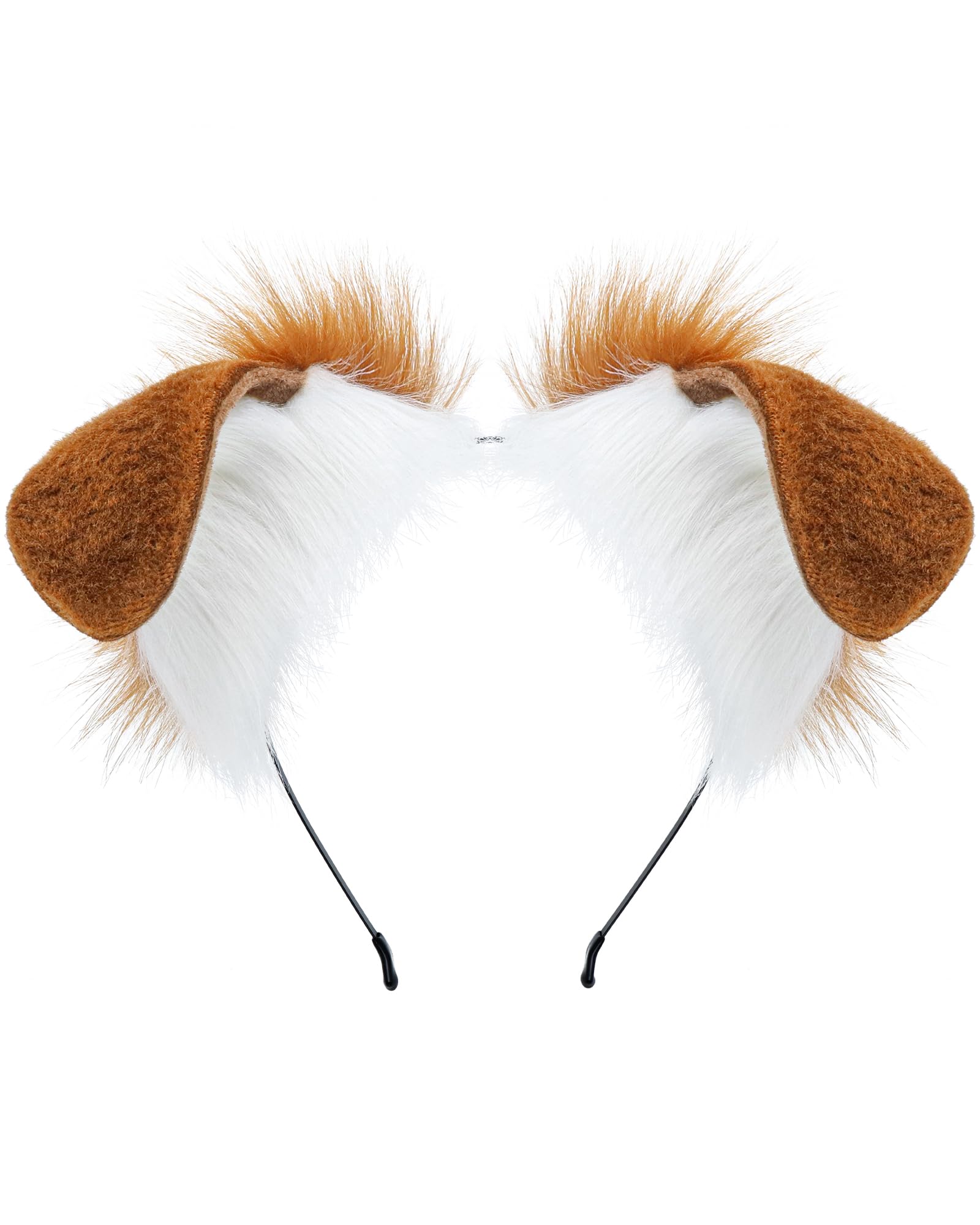 ZFKJERS Handmade Plush Ears Headwear Dalmatian Dog Ears Headband Cosplay Accessory for Halloween, Christmas (Khaki)