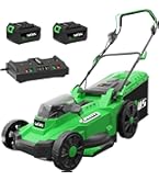 SnapFresh 40V Cordless Lawn Mower - 16" Brushless Motor, 2 X 4.0Ah Batteries & Fast Charger, 5 Height Settings, Mulch/Bag