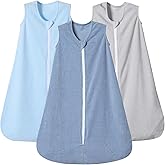 PHF 3 Pack Warm Micro-Fleece Baby Sleep Sack 12-18 Months, Soft Baby Wearable Blanket, 2-Way Zipper Sleeping Bags, Comfy Sleeping Sack for Infant Newborn Boys, Large Size, Grey&Blue&Dark Blue