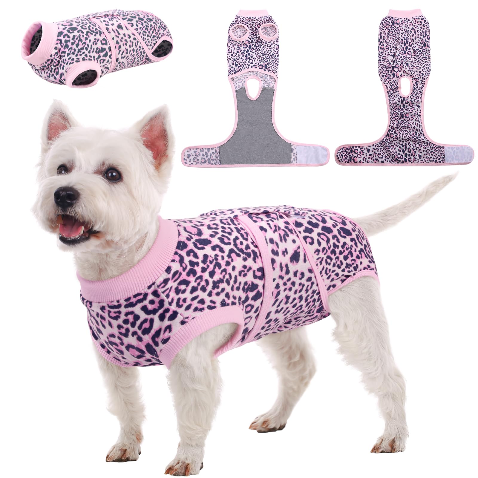 Kuoser Dog Surgery Recovery Suit, Dogs Recovery Suits for Female Spay and Male Neuter, Dog Onesie for After Surgery Post-Op Care, Puppy Post Body Vest Prevent Licking, Pink XS