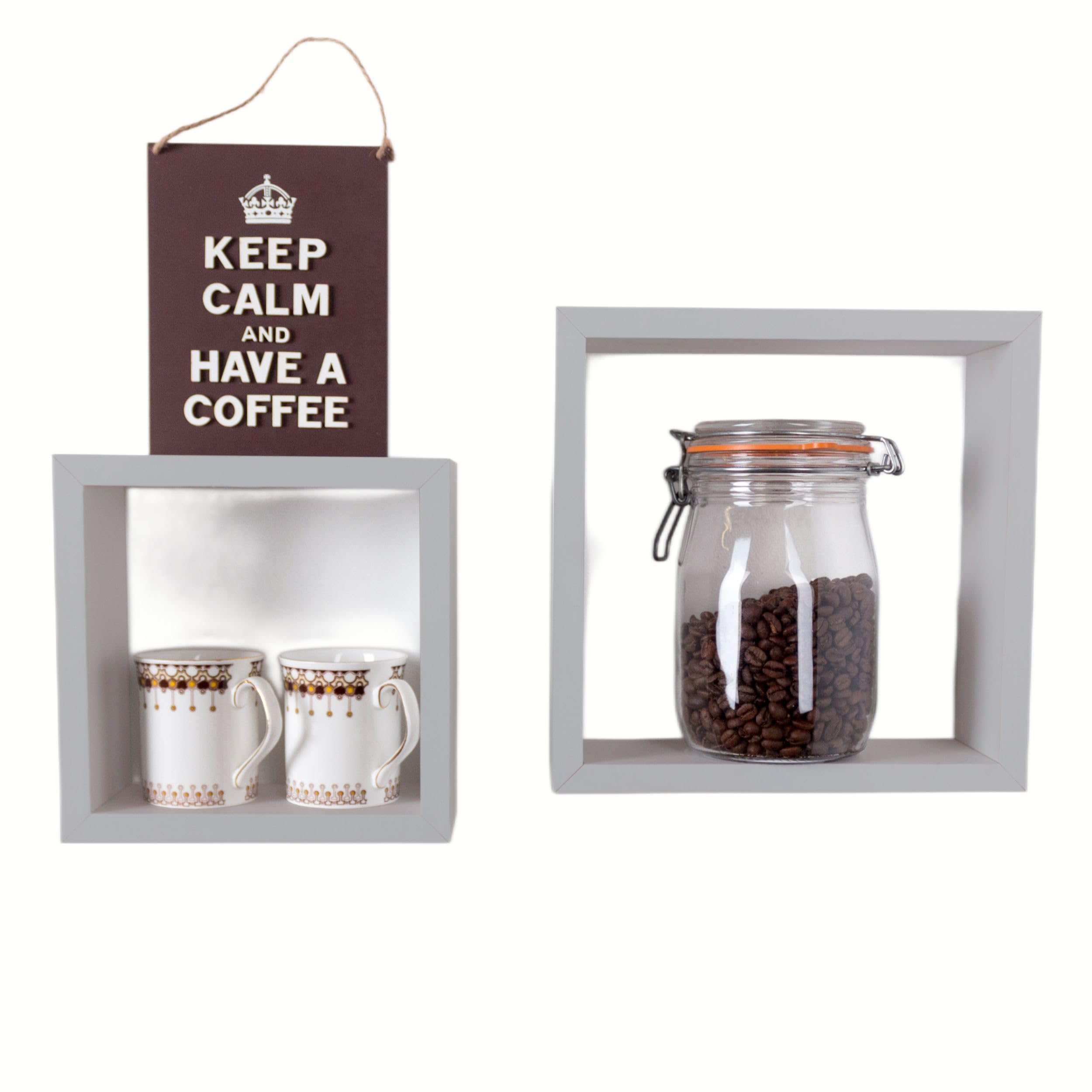 Core Products, Hudson Set of 2 Wall Cubes - Light Grey