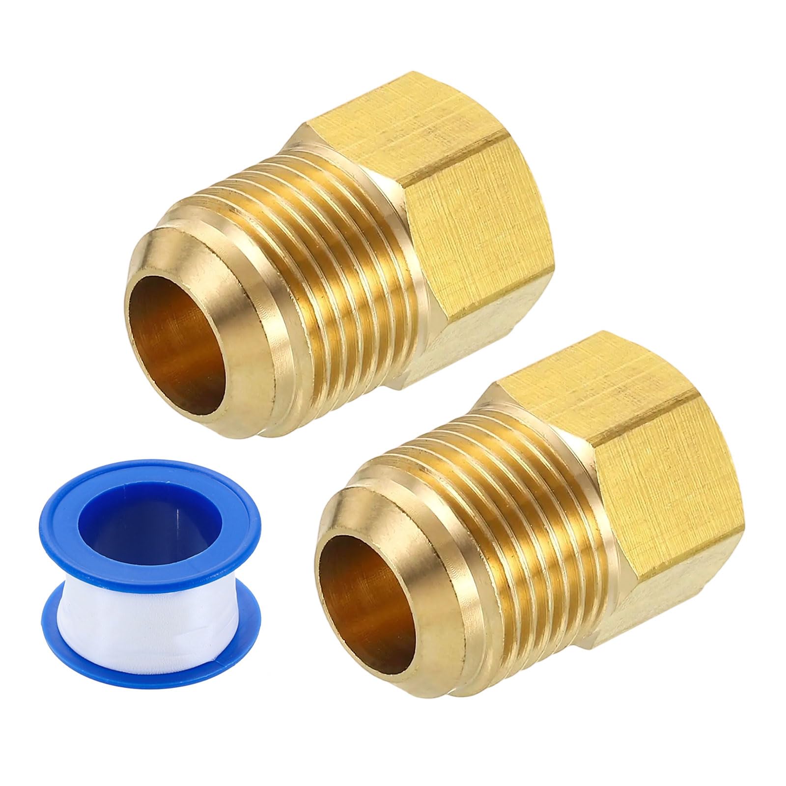 Photo 1 of uxcell Brass Pipe Fitting, 5/8 SAE Male x 3/8 SAE Female Pipe Adapter Flare Tube Fitting for Air Gas Line Refrigeration HVAC