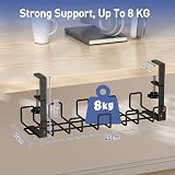 WELDUN Under Desk Cable Management Tray Kit Black Metal Organizer No Drill Clamp view 5