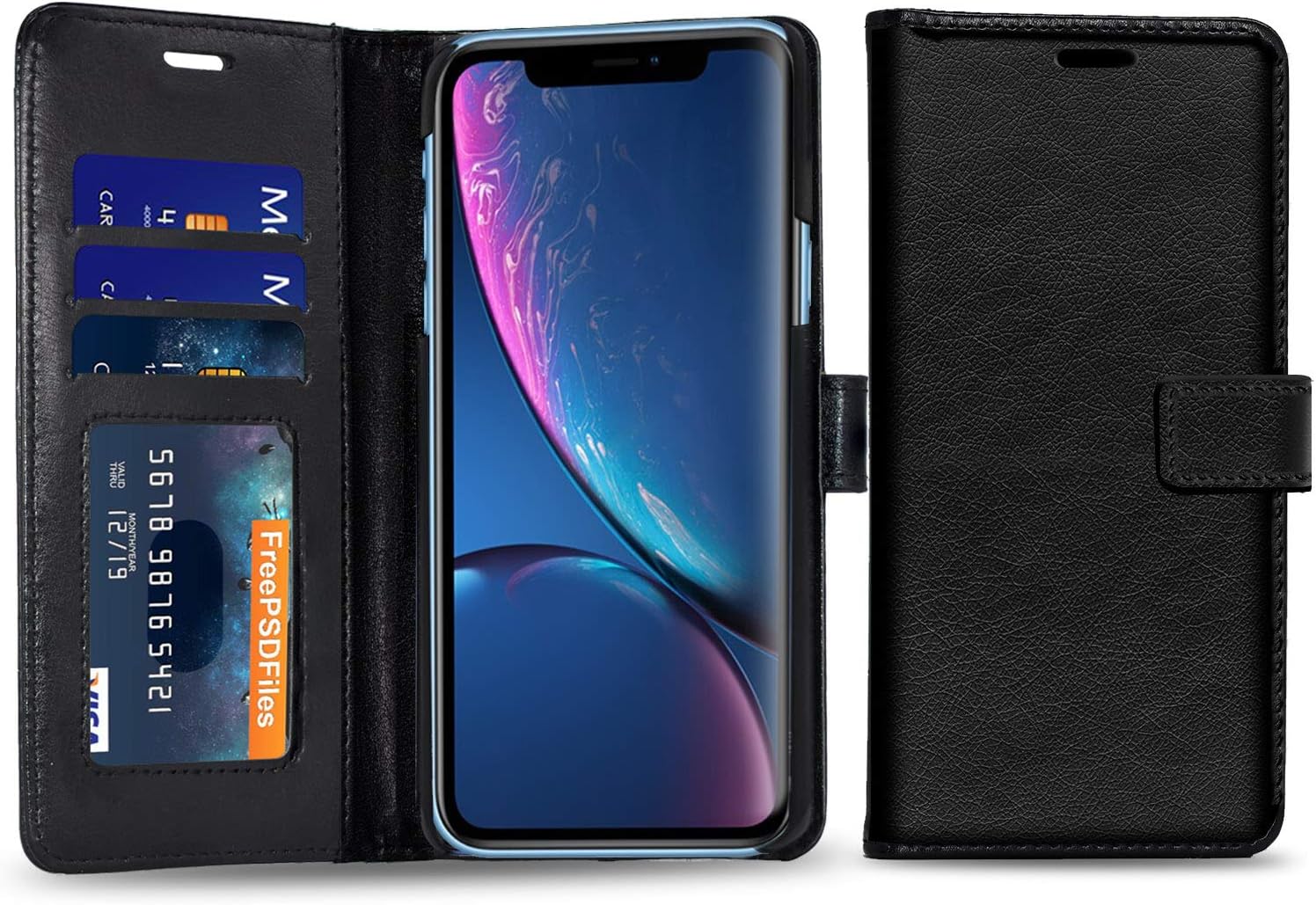 Cubevit iPhone XR Case, [Support Wireless Charging] Premium PU Leather Wallet Case, [Kickstand + Card Slots + Magnetic Closure] Slim Flip Folio Protective Phone Cover For iPhone XR - 2018