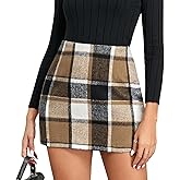 Plaid Skirts for Women High Waist Pencil Bodycon Mini Skirt Fall Winter Outfits