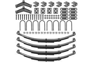 Magorfas Tandem Trailer Leaf Spring 4 Leaf Double Eye 1750 lbs Cap for 3500 lbs Axle Suspension, Hanger & U-Bolt kit 25-1/4" 