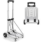 KEDSUM 270LBS Utility Luggage Cart with 4 Wheels, 100% Aluminum Hand Truck Dolly, Folding Hand Truck with Advanced Tank Wheels, Portable Dolly Cart for Luggage, Travel, Shopping, Office Use