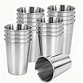 UCEHIPAW 18 Pack Stainless Steel Cups 12 oz/350 ml Stackable Metal Cup Shatterproof Drinking Glasses Outdoor Travel Travel Pint Tumbler for Kids Adult Camping Birthday Parties Family Gathering