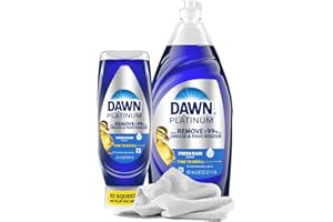 Daley Mint Platinum Liquid Dishwashing Soap Cleaners | EZ Squeze Bottle, 18oz, XL Liquid Refill, 32.7oz Towel | Fresh Rain Scent, Dish Wash Soap for Kitchens, Sinks, Counters (50.7oz Total)