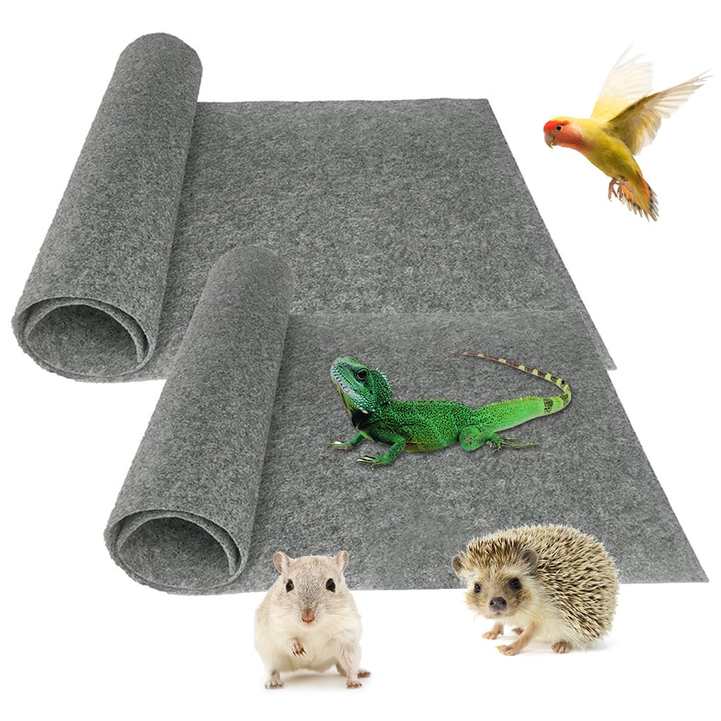 FineInno 2 Pack Reptile Carpet 80 x 40cm Bearded Dragon Tank Flooring Lizard Tank Accessories Terrarium Liner Bedding for Bearded Dragon Lizard Tortoise Leopard Gecko Snake (B)