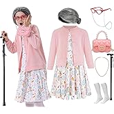 ZeroShop 100 Days of School Kids 100 Day Old Lady Costume Girls Granny Dress up 100 Year Grandma