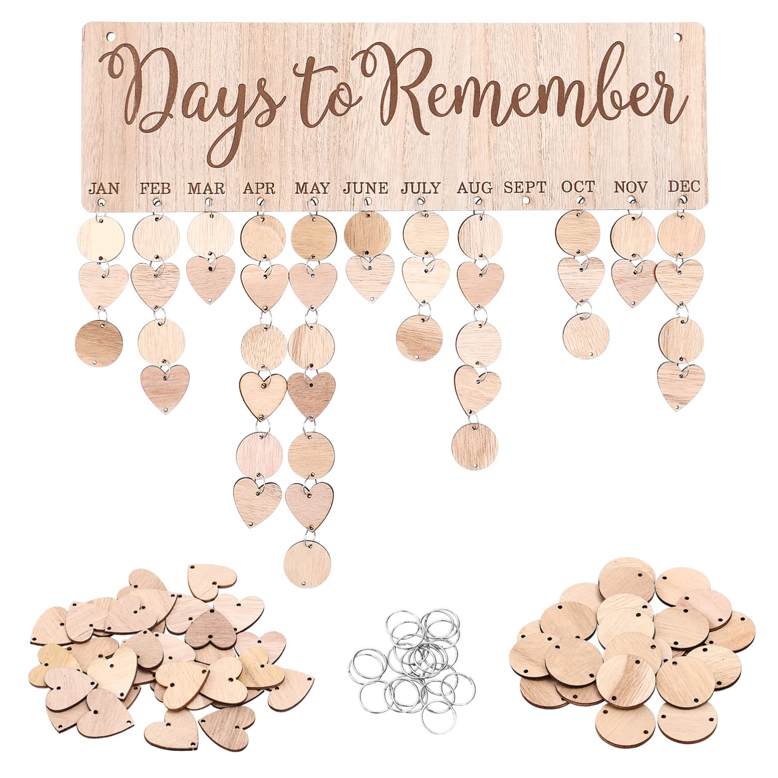 Garneck Wooden Birthday Reminder Calendar Board Wood Cutouts Craft Day To Remember Tracker Plaque Wall Hanging Sign For Family Mom Dad Friends