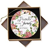 Best Friends Christmas Ornaments Gift Keepsake Christmas Ornament Xmas Tree Decorations Ceramic Round Ornament with Gift Box 2.95in(Friends are The Family We Choose)