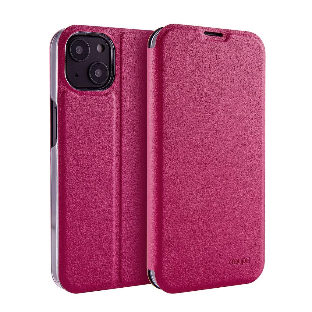 doupi Flip Cover for iPhone 13 Mini (5.4 inches), Magnetic Flip Case Cover Book Style Protective Cover with Stand, Red Pink