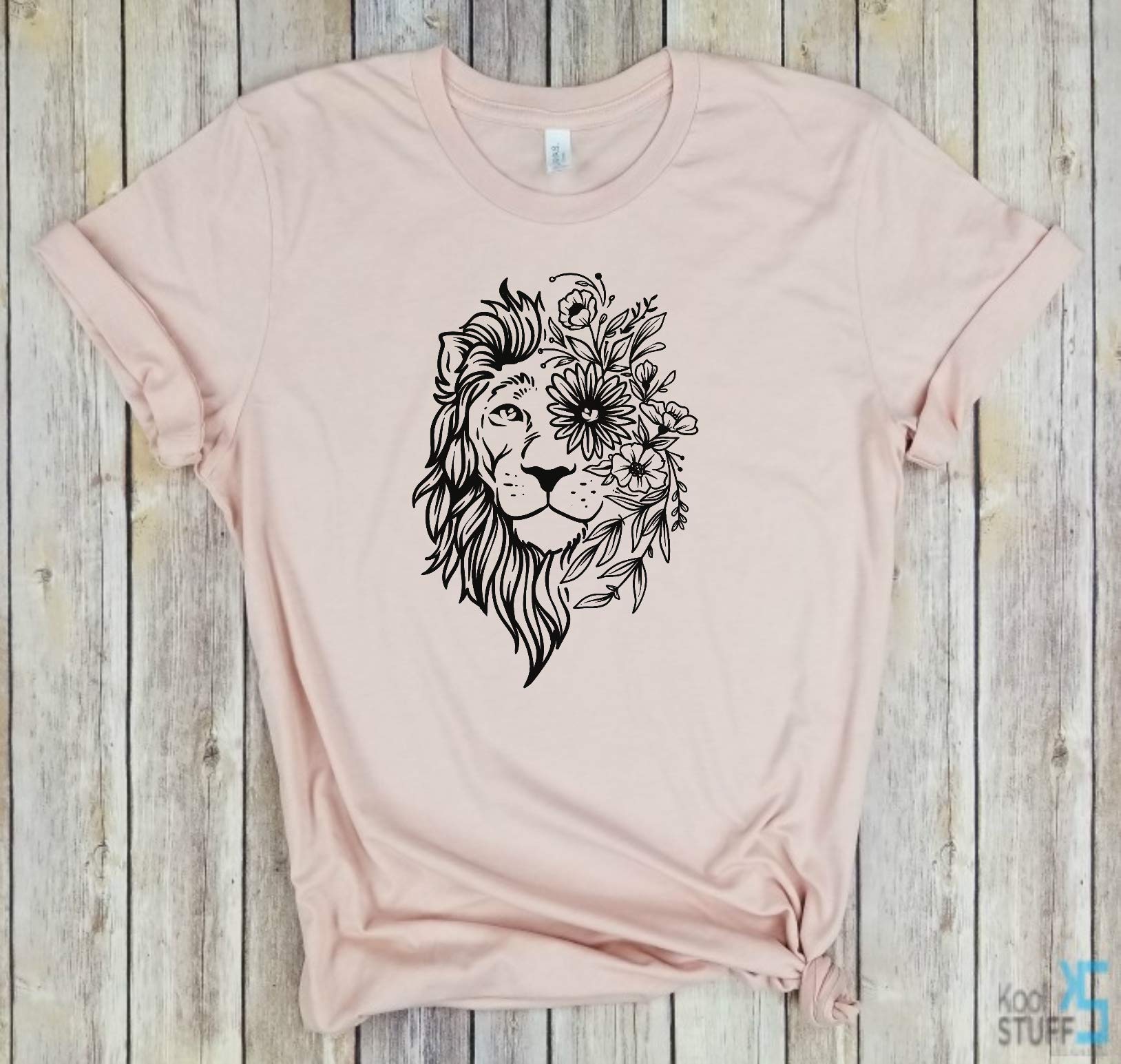 Lion Face Floral - Lion Shirt, Wildlife, Wolf Howling, Woods T-shirt, Wild Bear, Adventure