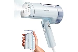 Reemix Portable Garment Steamer, Powerful Foldable Handhled Steamer 1300W, Travel Size Steamer For Clothes 20S Fast Heat-up, Fabric Steamer for Home & Travel, 120V Only (Aqua)