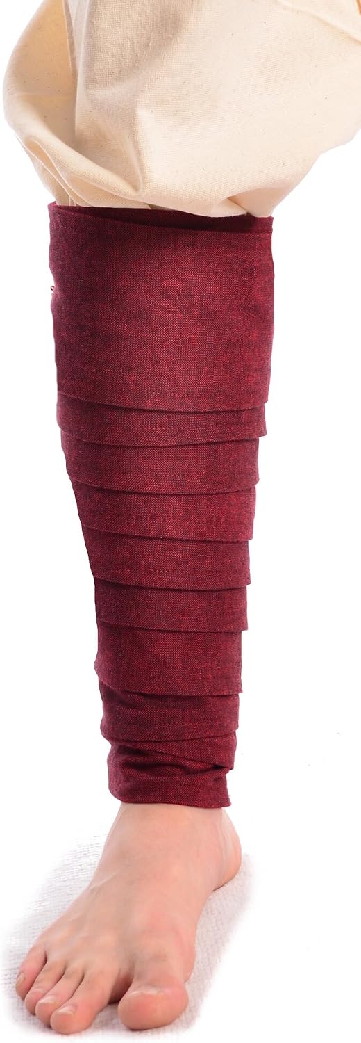HEMAD Medieval Calf Wrap Set including Brass Fibela - Pair - Solid Cotton - Black - Image 3