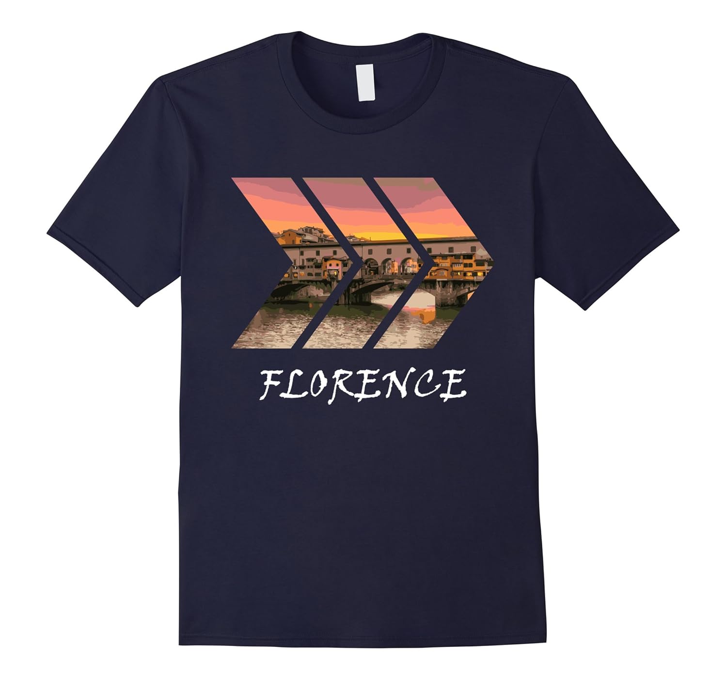 Ponte Vecchio Arch Bridge Florence Italy Chevron T-Shirt-T-Shirt