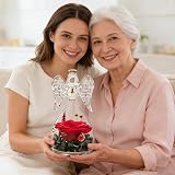 Yamonic Preserved Real Rose in Glass Angel Gift for Mum, Wife, Nana view 6