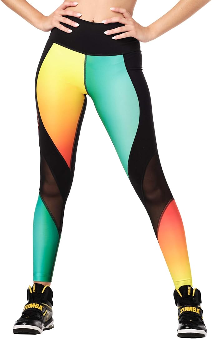 Zumba Leggings Dance Workout Women Sexy Breathable Mesh Panels Pants