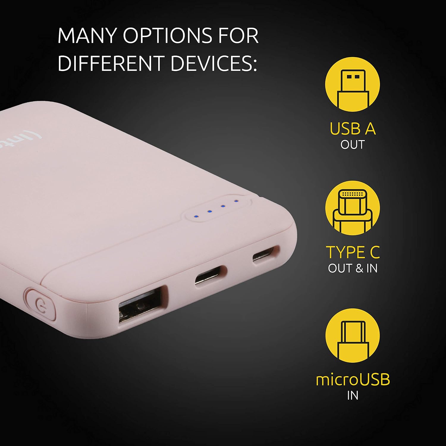 Intenso Power Bank XS 5000, Portable Charger (5000mAh, Compatible with Smart Phone/Tablet PC and More) Rosé - Image 3