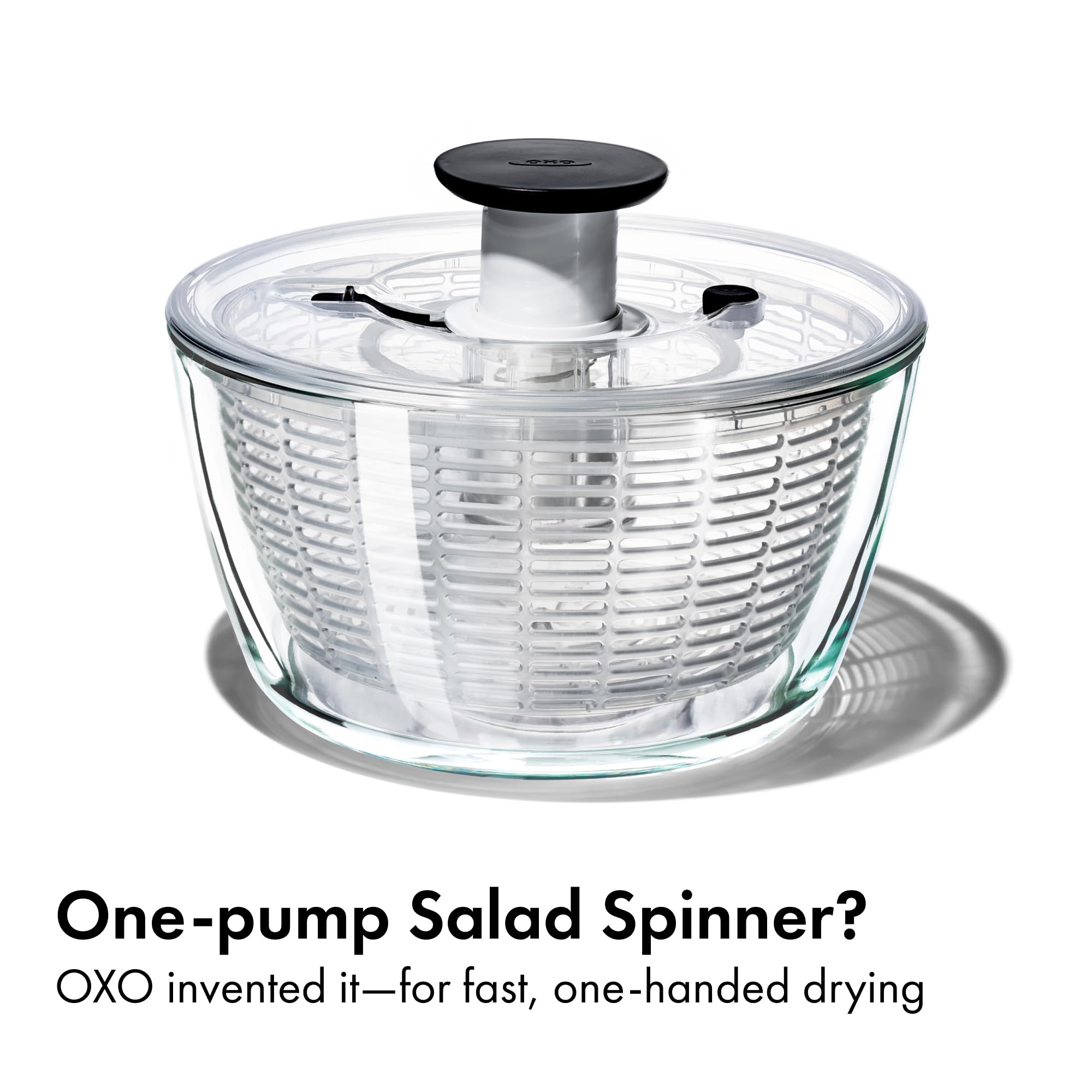OXO Good Grips Glass Salad Spinner - Large 6.22-Qt Lettuce & Fruit Washer, Borosilicate Glass Bowl, BPA-Free, Easy Pump