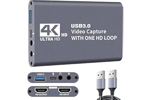 C.CURTING 4K HDMI Capture Card, USB3.0 1080P 60FPS Audio Video Capture Card with Microphone, Video Recorder for Nintendo Swit