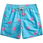 Turnshine Mens Swim Trunks 7" Quick Dry Bathing Suits with Mesh Lining Printed Shorts Swimwear