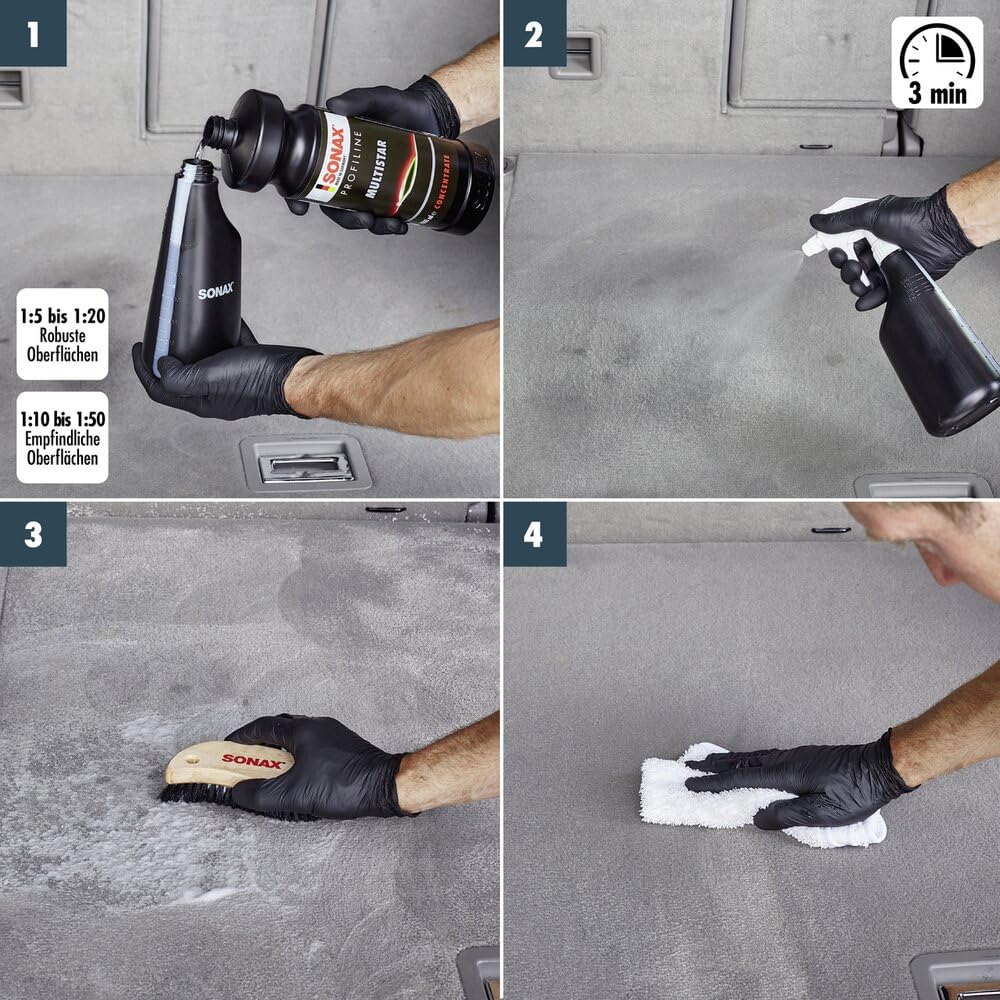 SONAX Textil+LederBürste (1 Stück) Trocken- und Feuchtreinigung von Textilien sowie zur schonenden Reinigung von Glattleder-Oberflächen | Art-Nr. 04167410 6