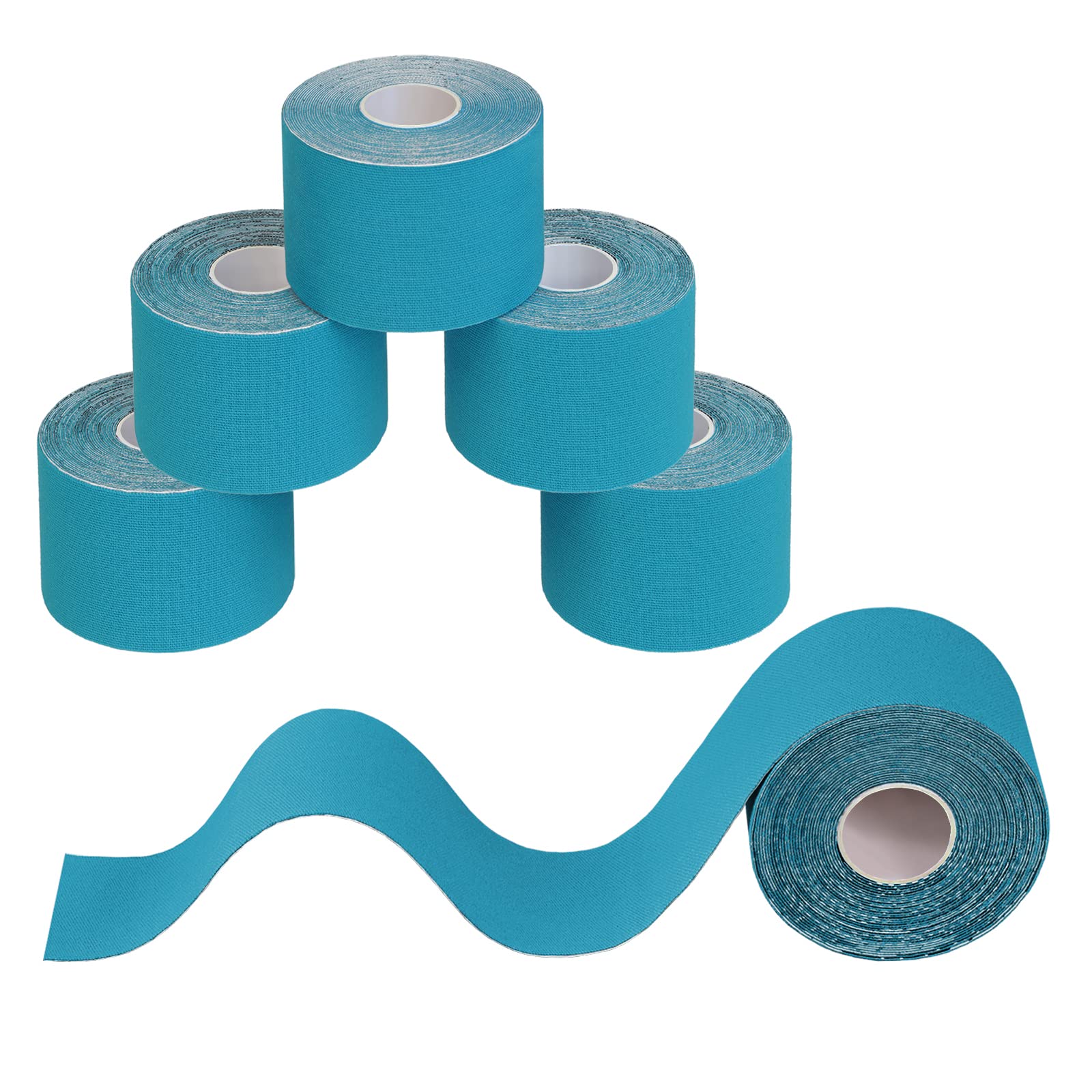 BB Sport 6 Rolls Kinesiology Tape 5 m x 5 cm Many Colors E-Book Application Examples Muscle Support Elastic Strapping Tape, Colour:Light Blue