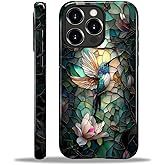 NONMY Compatible with iPhone 15 Pro Case,Hybrid 2-Layer Hard Shell Silicone Case - Stained Glass Hummingbird - Scratch Resistant Shockproof Cover