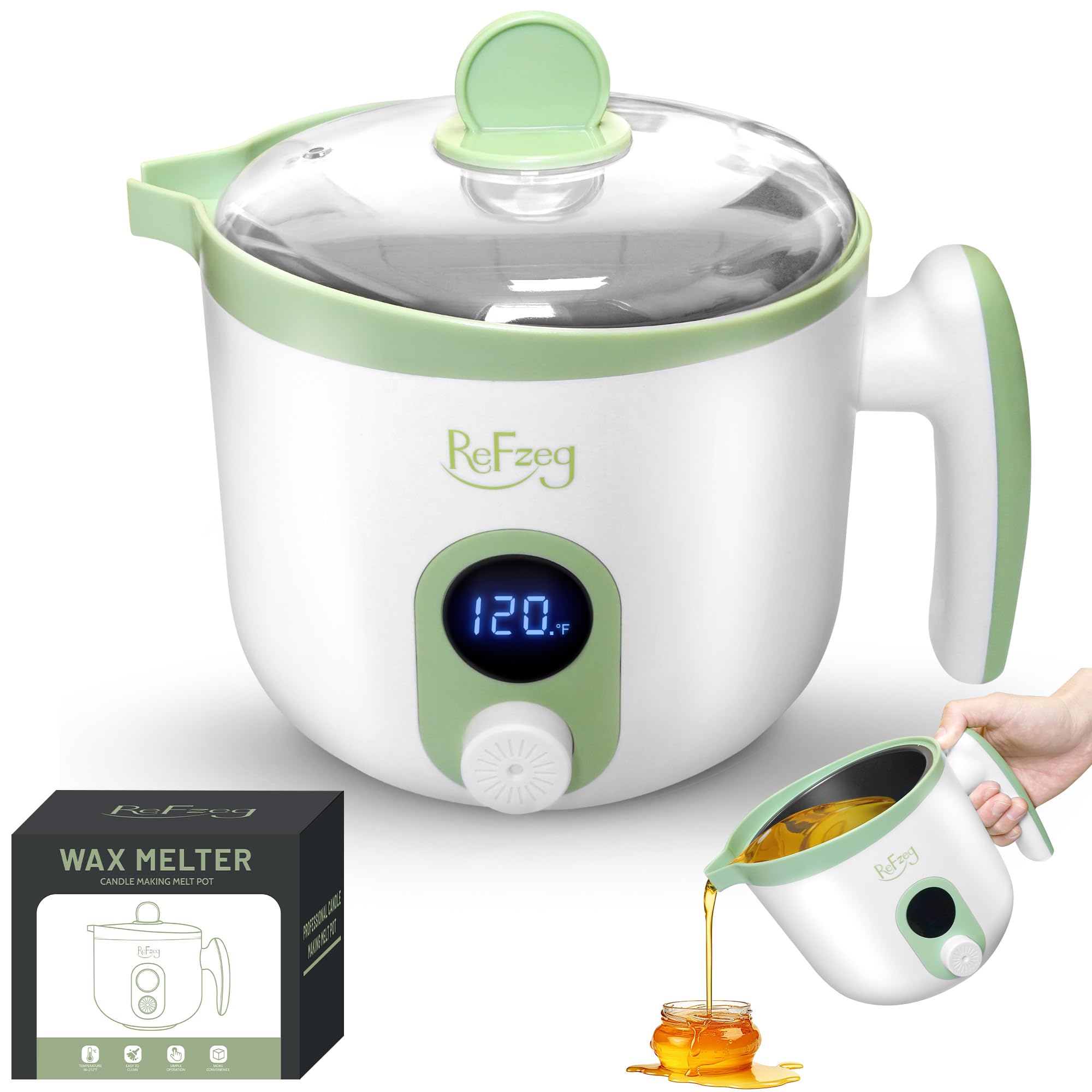 Photo 1 of Candle Melting Pot Electric Wax Melter for Candle DIY Making with Pouring Spout, Non-Stick Candle Making Pouring Pot Soap Making Melting Pot with Digital Display, Constant Temperature Function(White)