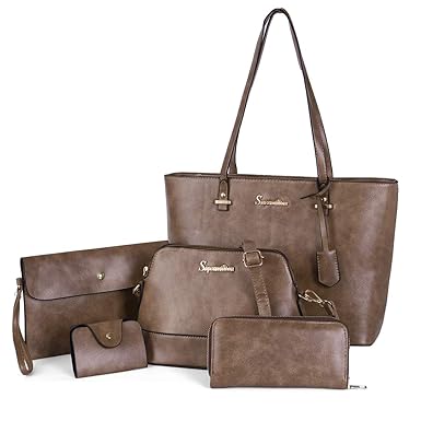 Soperwillton Soperwillton Handbags for Women Tote Bag Shoulder Bag Top Handle Satchel Purse Set 5pcs