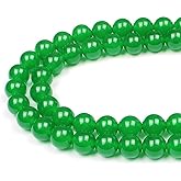 MJDCB Natural Green Jade Round Loose Beads for Jewelry Making DIY Bracelet Necklace (12mm)