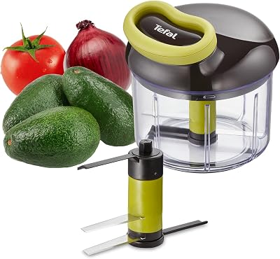 K13204 Ingenio 5-Sekunden-Zerkleinerer ohne Strom, Fassungsvermögen: 900ml, Multizerkleinerer, Universalzerkleinerer für Gemüse, Obst, Nüsse, Knoblauch, Babynahrung, Schwarz/Grün/Transparent