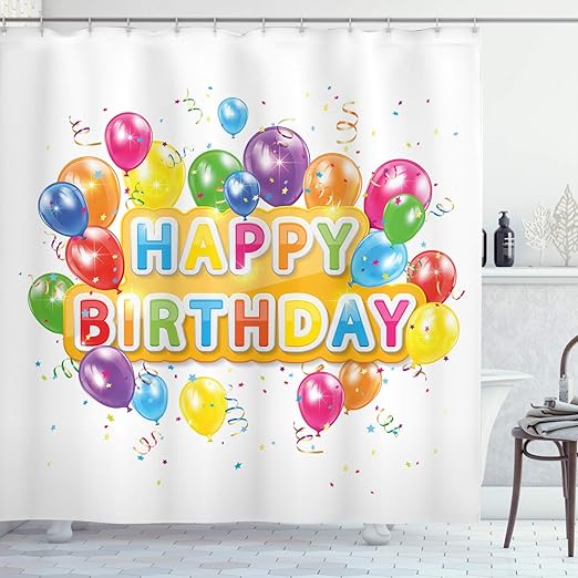 Amazon Com Ambesonne Birthday Shower Curtain Words Happy