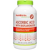 NutriBiotic - Ascorbic Acid with Bioflavonoids Powder, 16 Oz | Highly Soluble Antioxidant &amp; Collagen Support Supplement | 2000 Mg Vitamin C with Lemon Bioflavonoid Complex | Vegan, Gluten &amp; GMO-Free