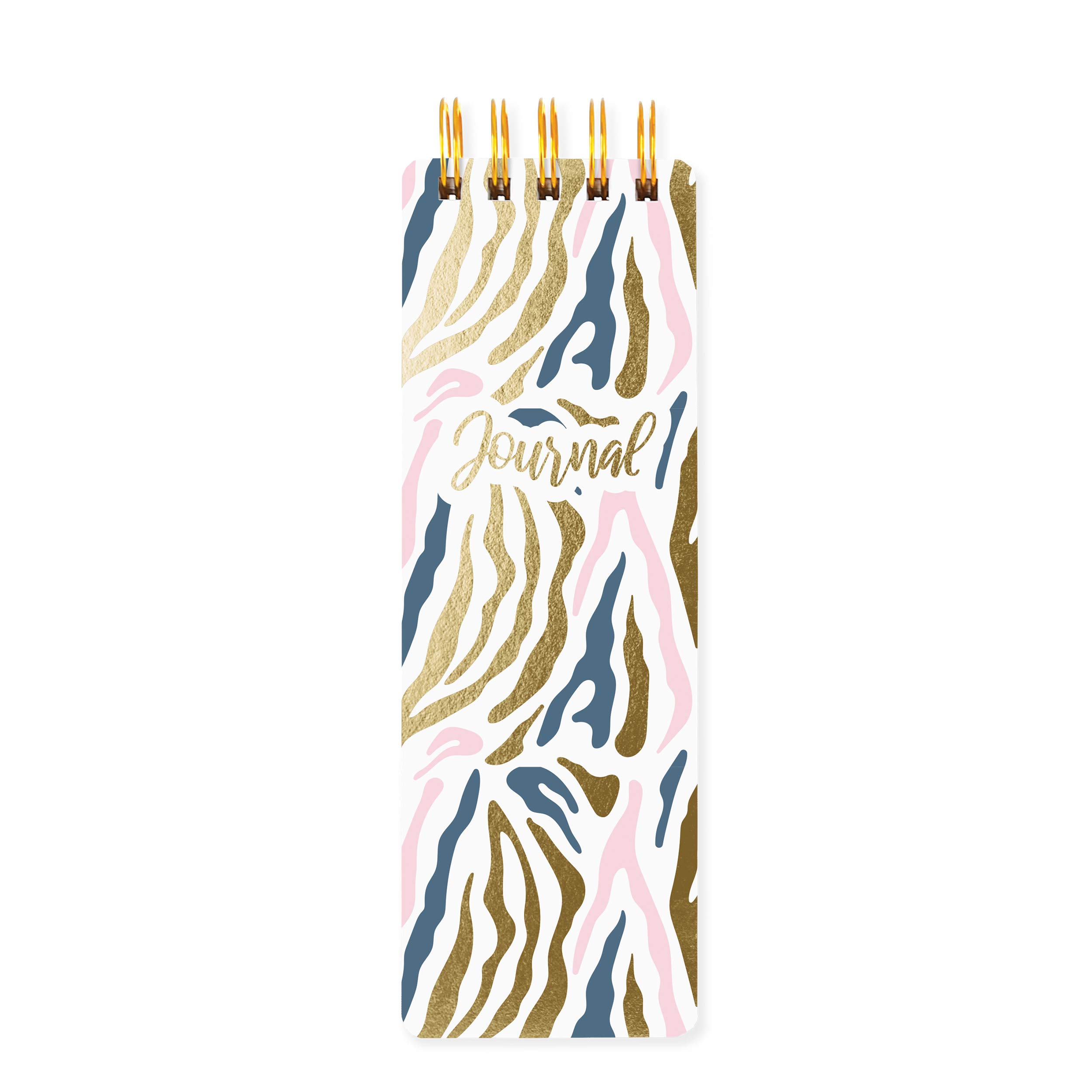 Graphique Reporter Journal, Pink and Navy Zebra, Embellished Gold Foil Portable Notebook, 150 Lined Sheets, 3" x 8.75" - Perfect for Note Taking, List Making and Much More