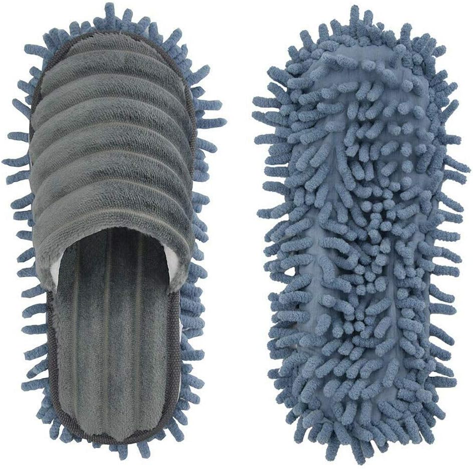 Microfiber Mop Slippers Dust Mop Slippers Multifunction Floor Cleaning Mop Slippers Hair Cleaner Detachable Mopping Shoes House Cleaning Mop Microfiber Sole Grey Large