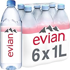Evian Natural Spring Water, 1 L bottles, 6 pack