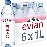 Evian Natural Spring Water, 1 L bottles, 6 pack