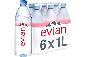 Evian Natural Spring Water, 1 L bottles, 6 pack