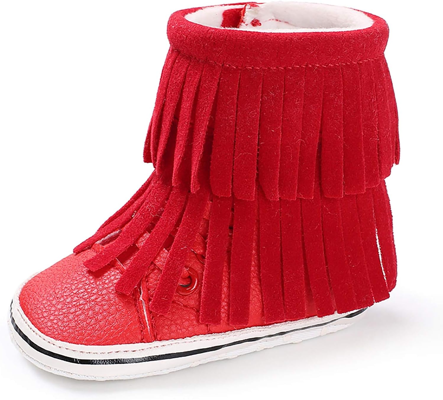 Meeshine Baby Winter Tassel Snow Boots Warm Shoes Anti-Skid Plush Ankle Booties Newborn Infant Crib Boots