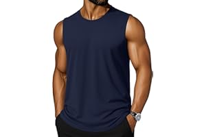 Cotrasen Men's Tank Top UPF 50+ Cotton Sleeveless Shirt Lightweight Casual Gym Workout Shirts Cooling Muscle Tee Shirt