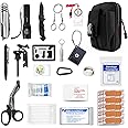 Kitgo Camping Emergency Tourniquet Survival Kit Safety First Aid Kit for Friend with Pro Tool Outdoor Survival Gear Tactical Small Molle Pouch for Home Hiking Hunting (Black)