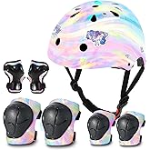 Kids Bike Helmet and Pad Set for Girls Boys Ages 2-3-5-8-14, Adjustable Toddler Youth Helmet with Knee & Elbow Pads for Bicycle, Skating, Scooter - Multiple Bright Color Options