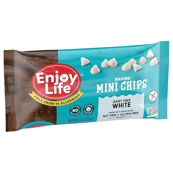 ENJOY LIFE BAKING WHITE CHOCOLATE MINI CHIPS, 9OZ BAG
